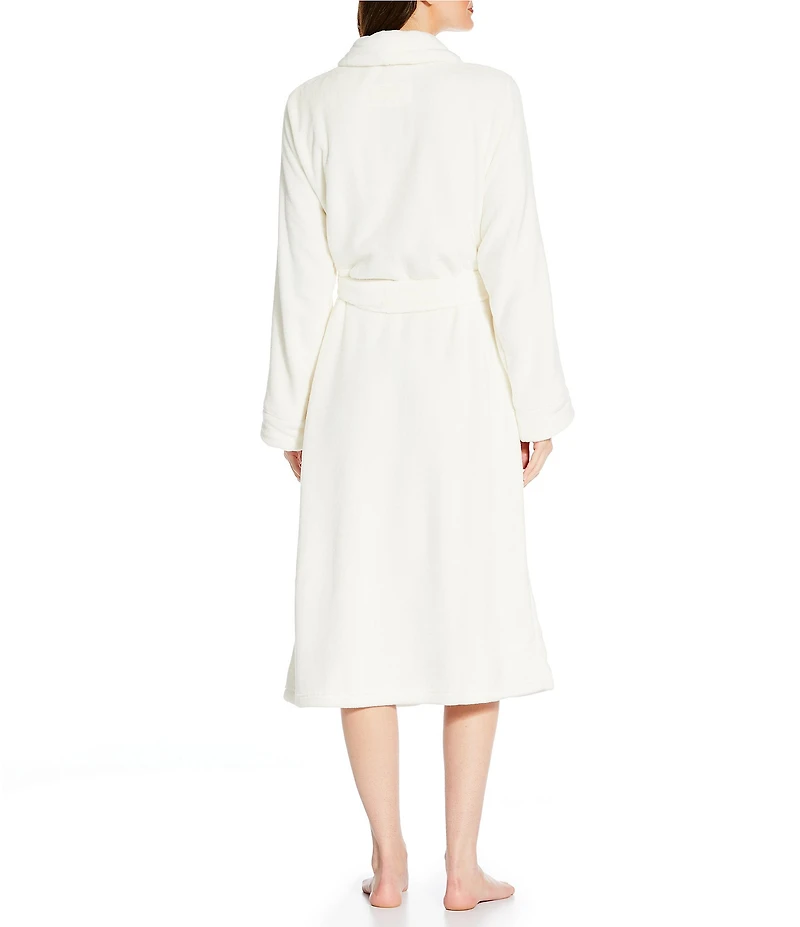 Irelax Long Sleeve Shawl Collar Plush Velour Long Robe