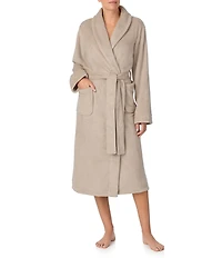 Irelax Long Sleeve Shawl Collar Plush Velour Long Robe