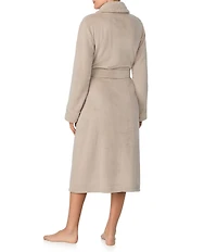 Irelax Long Sleeve Shawl Collar Plush Velour Long Robe