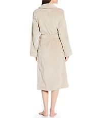 Irelax Long Sleeve Shawl Collar Plush Velour Long Robe