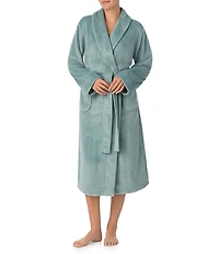 Irelax Long Sleeve Shawl Collar Plush Velour Long Robe