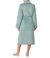 Irelax Long Sleeve Shawl Collar Plush Velour Long Robe