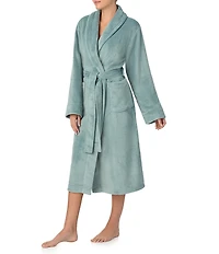 Irelax Long Sleeve Shawl Collar Plush Velour Long Robe