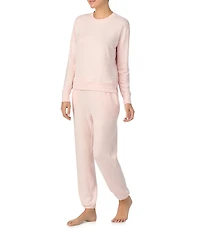 iRelax Solid Knit Crew Neck Long Jogger Pant Lounge Set