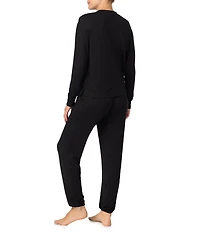 iRelax Solid Knit Crew Neck Long Jogger Pant Lounge Set