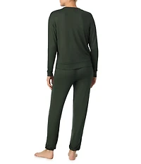iRelax Solid Knit Crew Neck Long Jogger Pant Lounge Set