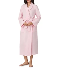 iRelax Solid Long Sleeve Shawl Collar Double Knit Pique Long Robe