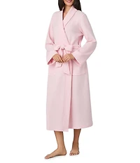 iRelax Solid Long Sleeve Shawl Collar Double Knit Pique Long Robe