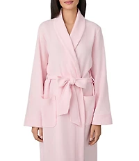 iRelax Solid Long Sleeve Shawl Collar Double Knit Pique Long Robe