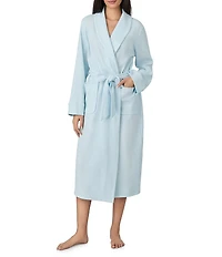 iRelax Solid Long Sleeve Shawl Collar Double Knit Pique Long Robe