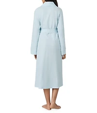 iRelax Solid Long Sleeve Shawl Collar Double Knit Pique Long Robe