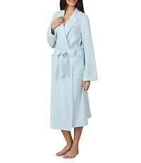 iRelax Solid Long Sleeve Shawl Collar Double Knit Pique Long Robe