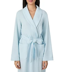 iRelax Solid Long Sleeve Shawl Collar Double Knit Pique Long Robe