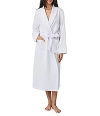 iRelax Solid Long Sleeve Shawl Collar Double Knit Pique Long Robe
