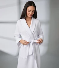 iRelax Solid Long Sleeve Shawl Collar Double Knit Pique Long Robe
