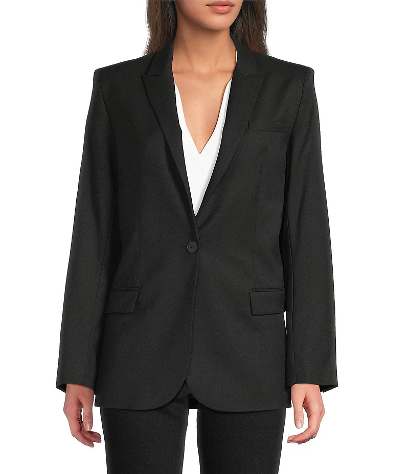 IRO Allan Woven Wool Blend Point Lapel Long Sleeve One-Button Blazer