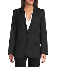 IRO Allan Woven Wool Blend Point Lapel Long Sleeve One-Button Blazer