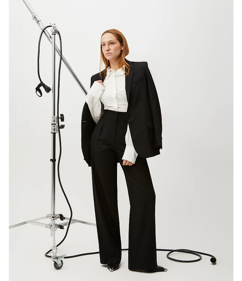 IRO Allan Woven Wool Blend Point Lapel Long Sleeve One-Button Blazer