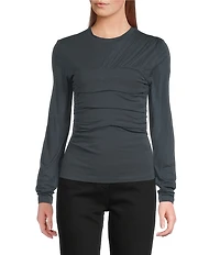 IRO Carole Knit Crew Neck Long Sleeve Ruched Top