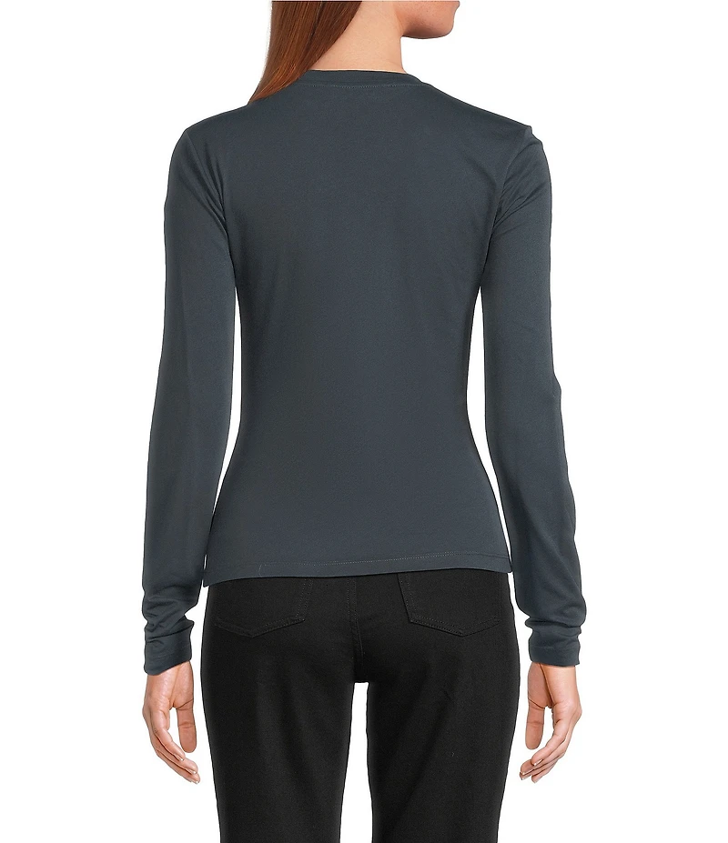 IRO Carole Knit Crew Neck Long Sleeve Ruched Top