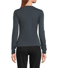 IRO Carole Knit Crew Neck Long Sleeve Ruched Top
