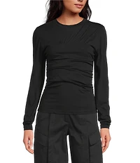 IRO Carole Knit Crew Neck Long Sleeve Ruched Top