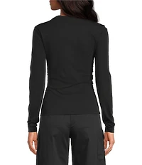 IRO Carole Knit Crew Neck Long Sleeve Ruched Top