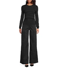 IRO Carole Knit Crew Neck Long Sleeve Ruched Top