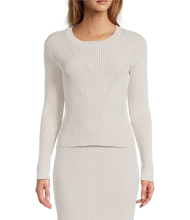 IRO Cleona Ribbed Knit Crew Neck Long Sleeve Coordinating Top