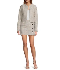 IRO Elixio Tweed High-Rise Wrap Button Front Mini Skirt