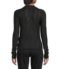 IRO Guillia Distressed Knit Jacquard Mock Neck Long Sleeve Top