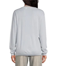 IRO Haby Fine Knit Lace V-Neck Long Sleeve Top