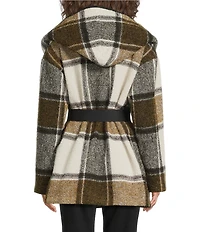 IRO Janiel Wool Alpaca Blend Plaid Shawl Collar Long Sleeve Wrap Jacket