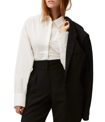 IRO Janine Poplin Point Collar Long Sleeve Button Front Blouse