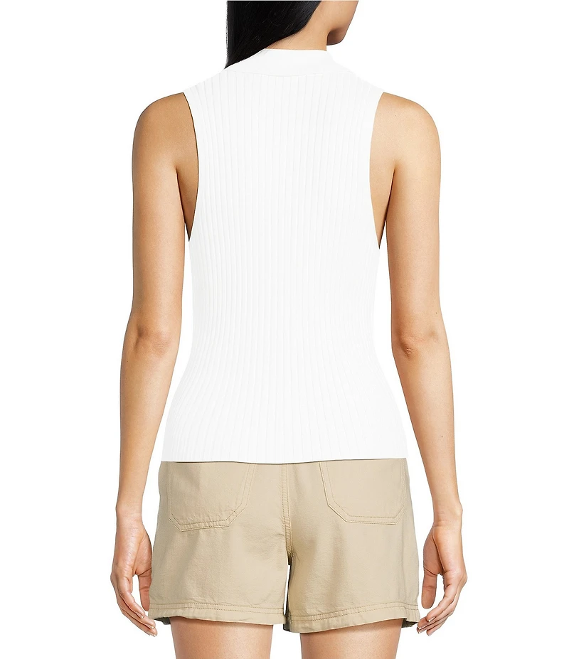 IRO Kenzie Ribbed Knit V-Neck Sleeveless Polo Top