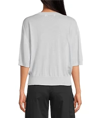IRO Knit V-Neck Wool Blend Elbow Sleeve Sweater Top