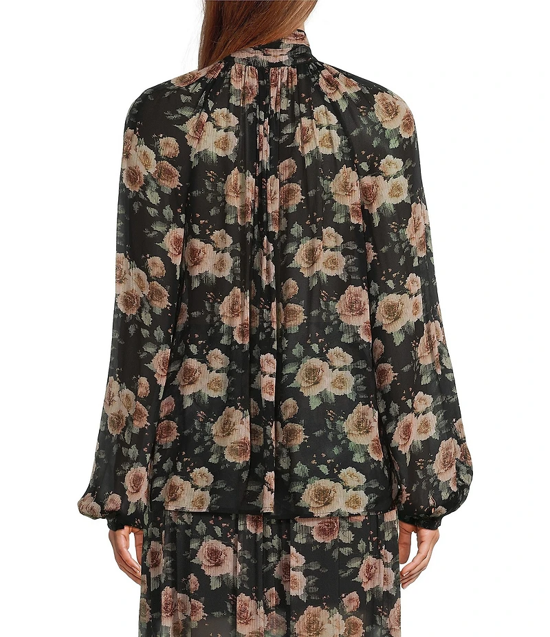 IRO Lazula Coordinating Floral High Tie Neck Long Sleeve Blouse