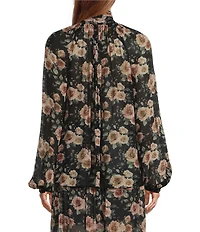 IRO Lazula Coordinating Floral High Tie Neck Long Sleeve Blouse