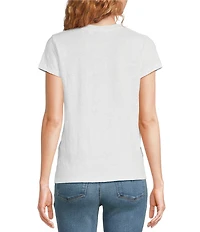 IRO Linen Knit V-Neck Short Sleeve Tee Shirt
