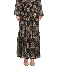 IRO Luano Coordinating Woven Floral Print Ruffle Maxi Skirt