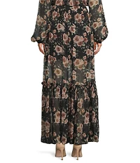 IRO Luano Coordinating Woven Floral Print Ruffle Maxi Skirt