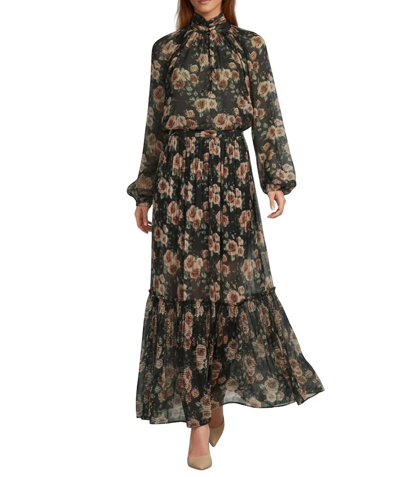 IRO Luano Coordinating Woven Floral Print Ruffle Maxi Skirt