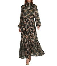 IRO Luano Coordinating Woven Floral Print Ruffle Maxi Skirt