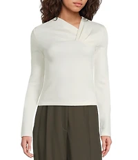 IRO Mala Knit Asymmetrical Neck Long Sleeve Top