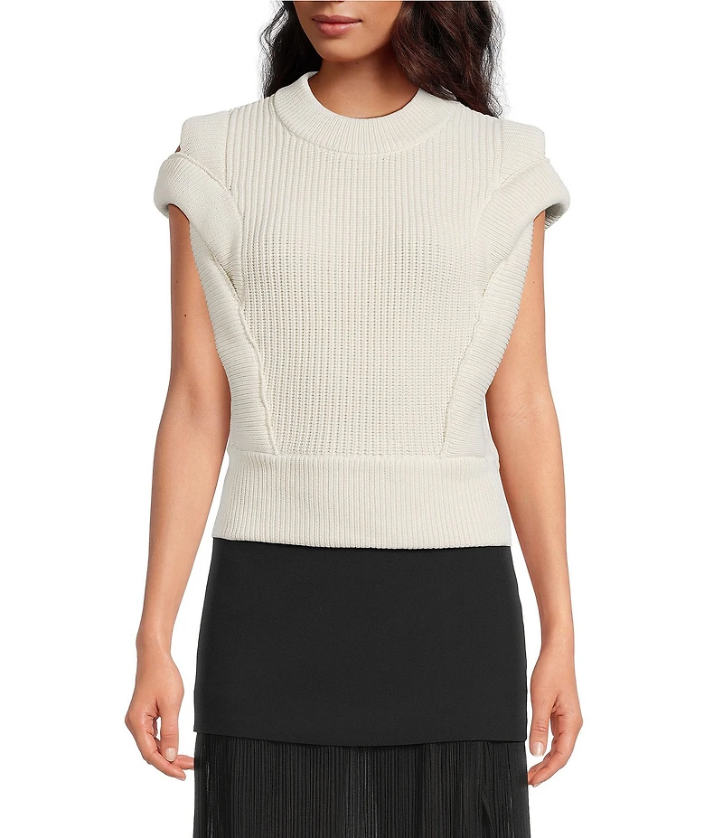IRO Nash Knit Crew Neck Cross Cap Sleeve Sweater