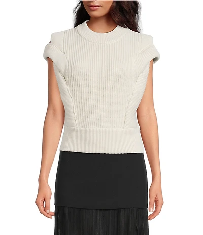 IRO Nash Knit Crew Neck Cross Cap Sleeve Sweater