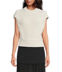 IRO Nash Knit Crew Neck Cross Cap Sleeve Sweater
