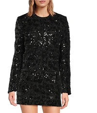 IRO Olinne Sequin Round Neck Bracelet Sleeve Jacket