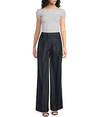 Iro Remy Satin Denim High-Rise Wide Leg Jeans