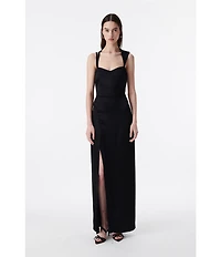 IRO Ruina Woven Sweetheart Neck Sleeveless Asymetrical Shoulder Side Slit Dress